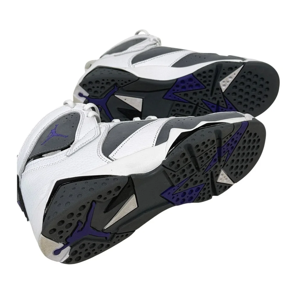 Air Jordan 7 Retro BG Flint 2021 White Varsity Purple Grey 7Y Men's 7 DJ2777-100
